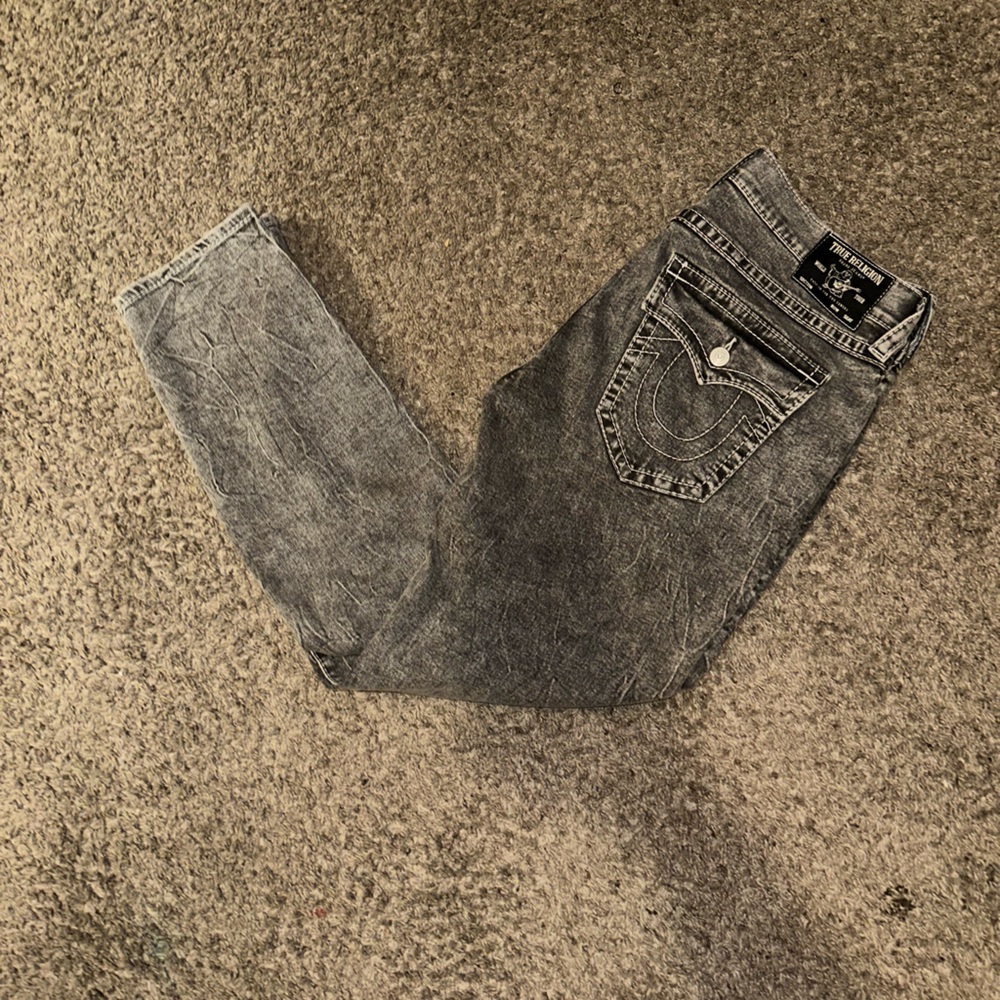 True Religion gray and white jeans